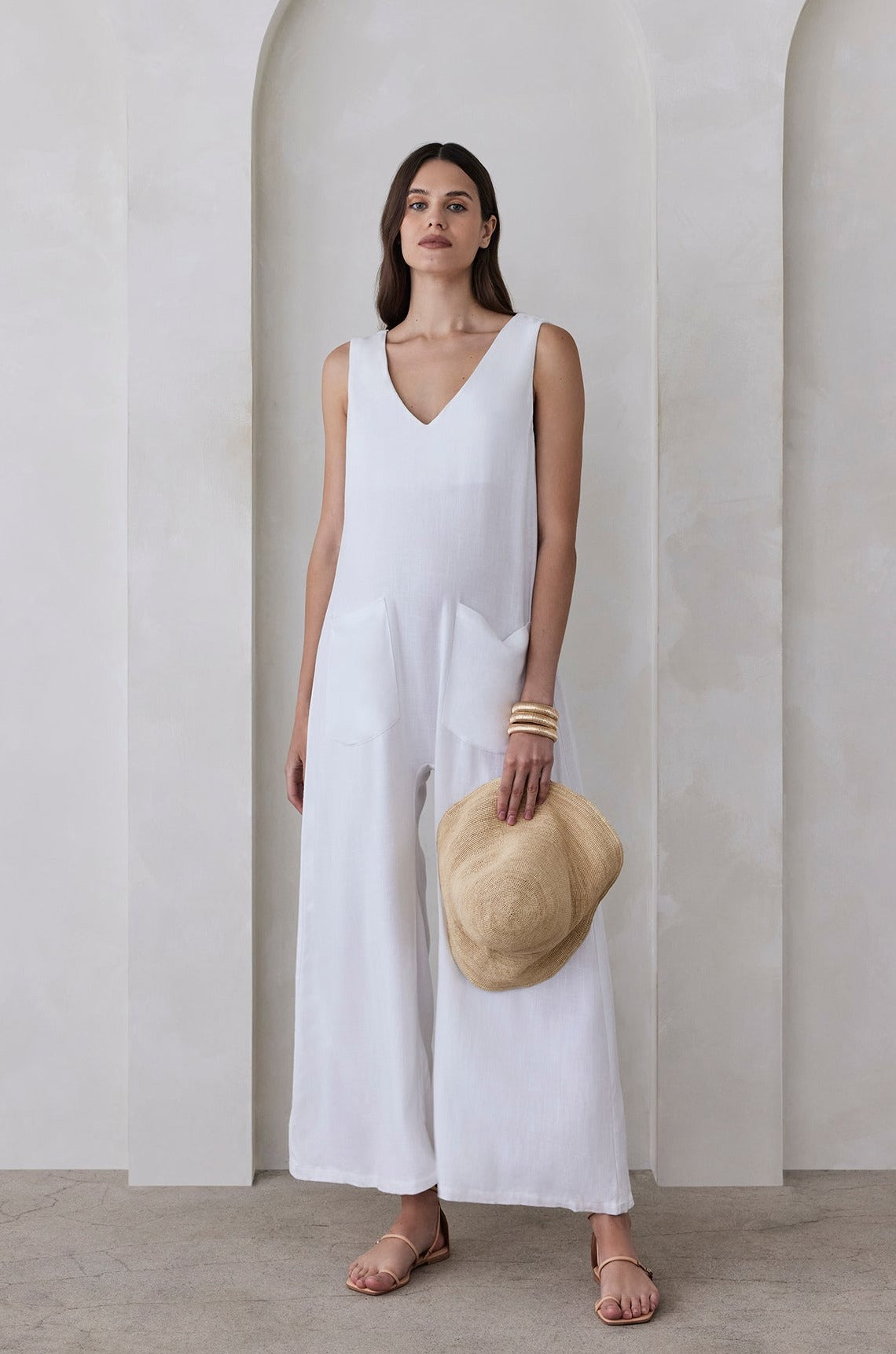 Bumpsuit maternity oversized linen jumpsuit in white