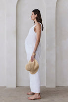 Bumpsuit maternity oversized linen jumpsuit in white