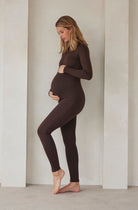 Bumpsuit Maternity The Penelope Turtleneck Long sleeve Jumpsuit in Chocolate