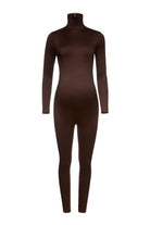 Bumpsuit Maternity The Penelope Turtleneck Long sleeve Jumpsuit in Chocolate