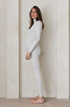 Bumpsuit Maternity The Penelope Turtleneck Long Sleeve Jumpsuit in Heather Grey