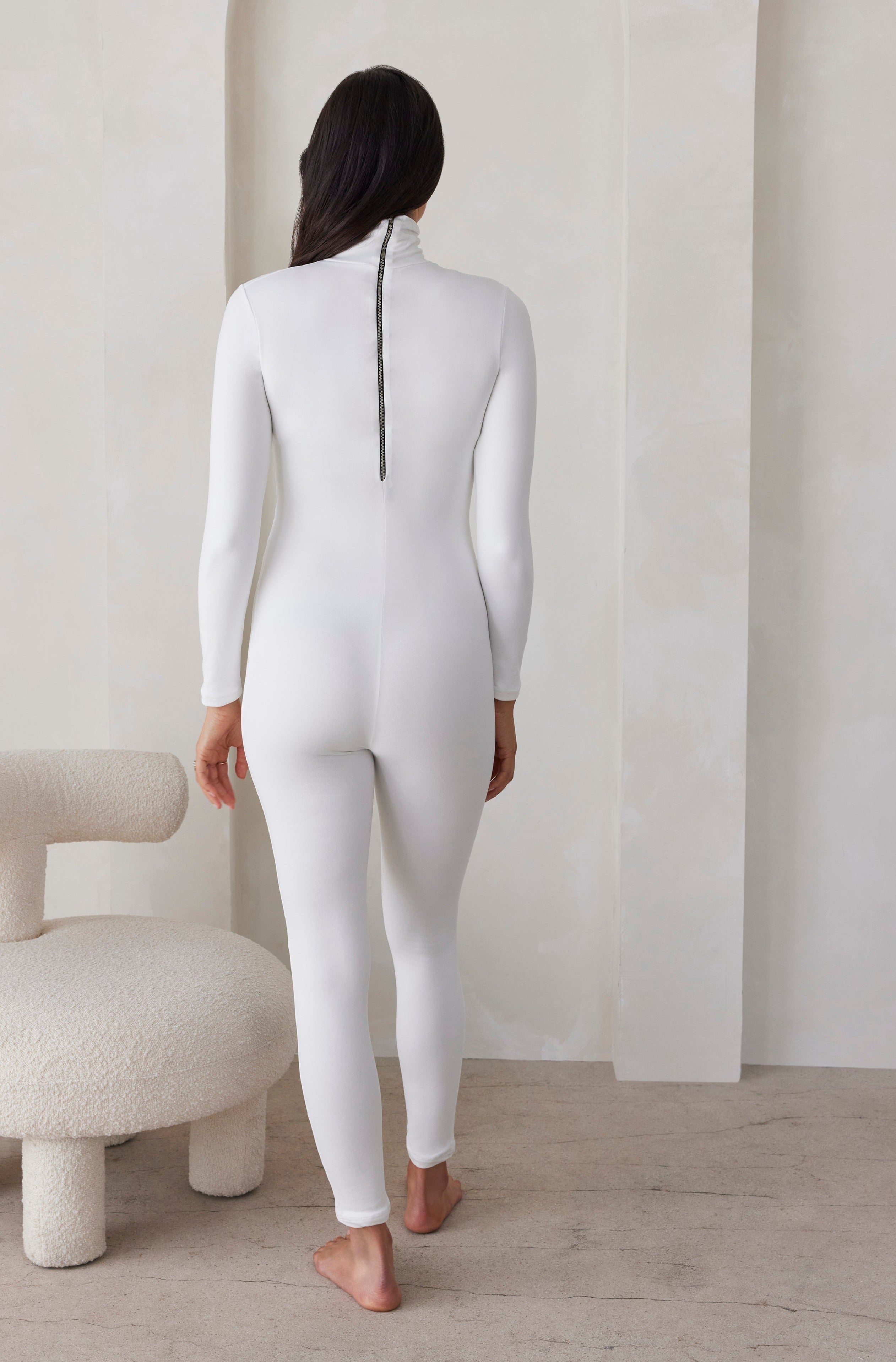 Bumpsuit Maternity the penelope turtleneck long sleeve jumpsuit in ivory