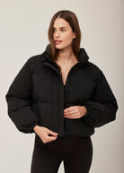 Bumpsuit Maternity Cropped Puffer Jacket in Black