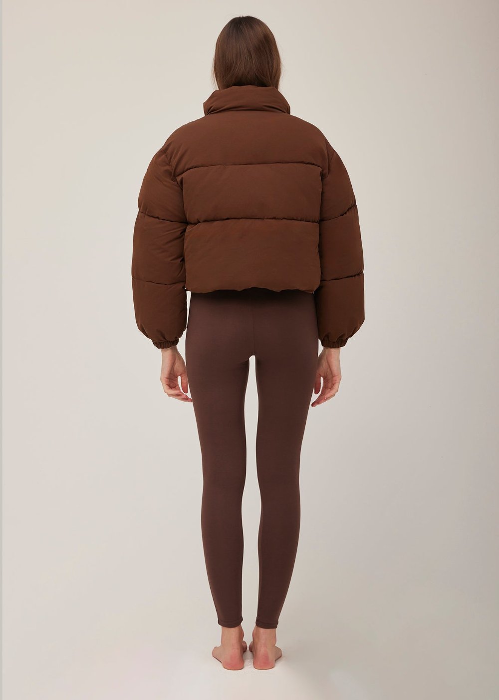 Bumpsuit Maternity Cropped Puffer Jacket in Chocolate