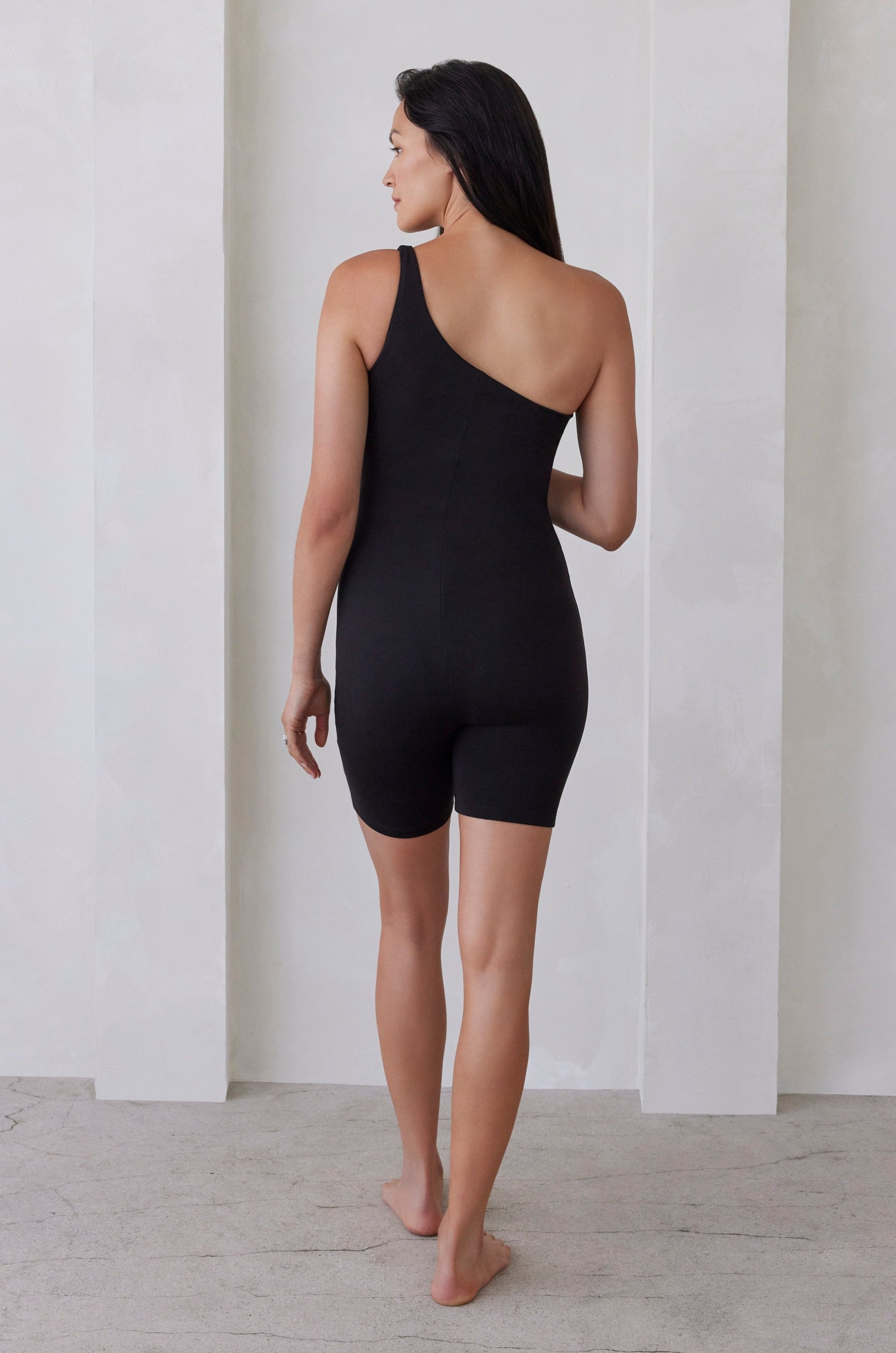  Bumpsuit Maternity The Romee One Shoulder Romper in Black