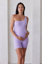  The Romee One Shoulder Maternity Bumpsuit in Lilac