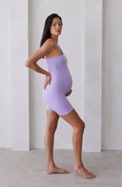  The Romee One Shoulder Maternity Bumpsuit in Lilac