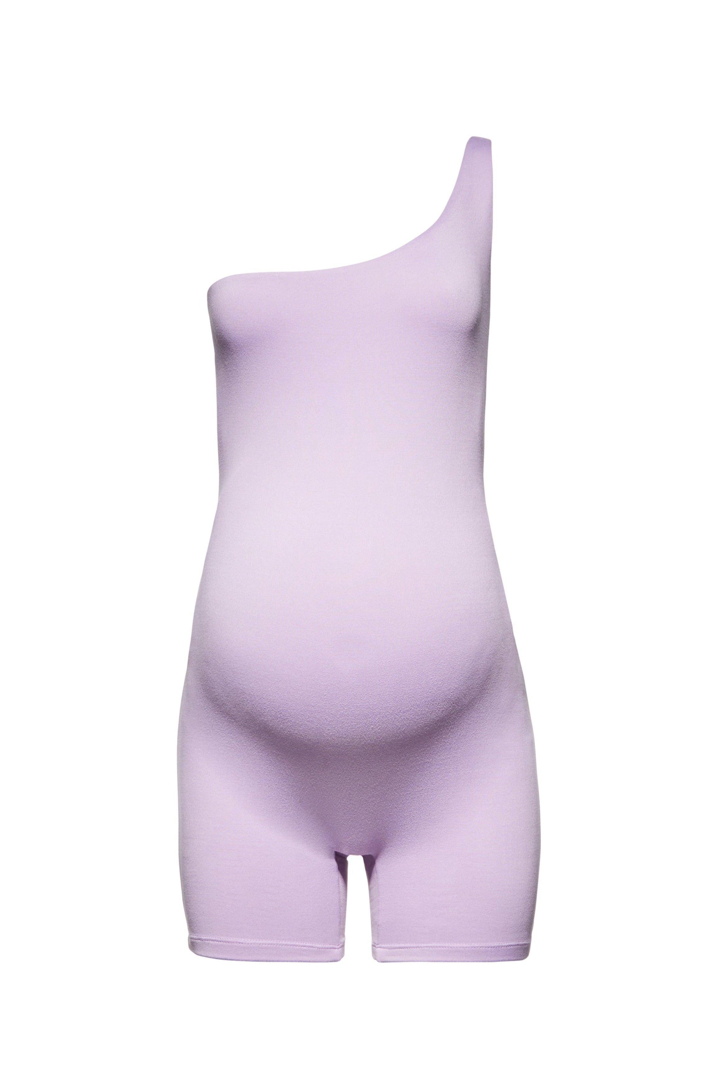  The Romee One Shoulder Maternity Bumpsuit in Lilac