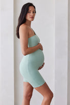 Bumpsuit Maternity The Romee One Shoulder Romper in Mint