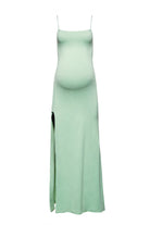 Bumpsuit Maternity The Rosie Square Neck Maxi Dress with Side Slit in Mint