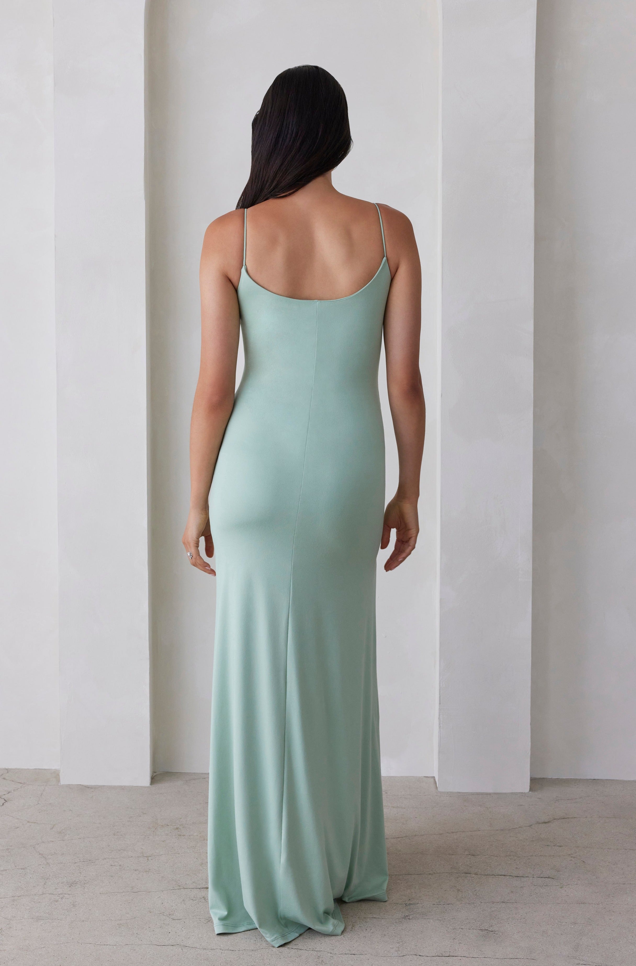 Bumpsuit Maternity The Rosie Square Neck Maxi Dress with Side Slit in Mint