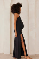 Bumpsuit maternity the rosie square neck sleeveless maxi dress with side slit black