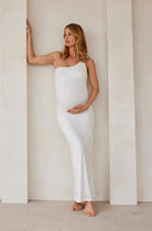 Bumpsuit Maternity The Sarah One Shoulder Sleeveless Maxi Dress in Ivory