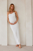 Bumpsuit Maternity The Sarah One Shoulder Sleeveless Maxi Dress in Ivory