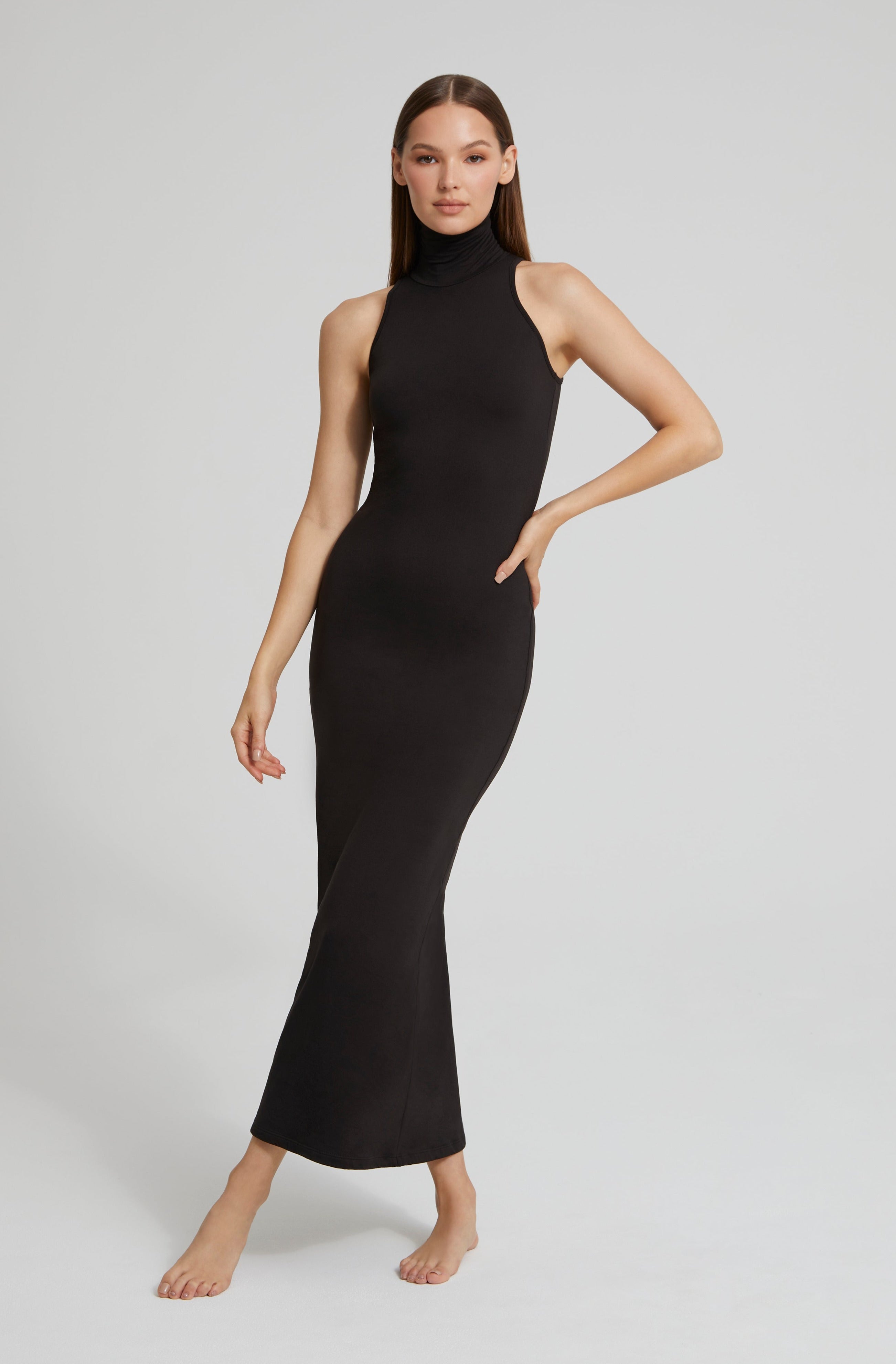 Bumpsuit Maternity The Serena Sleeveless Turtleneck Midi Dress in Black