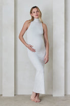 Bumpsuit Maternity the Serena turtleneck sleeveless maxi dress in heather grey