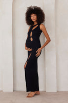 Bumpsuit Maternity the sleeveless cut out evening dress in black