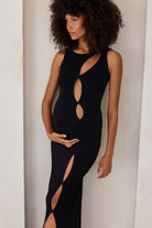 Bumpsuit Maternity the sleeveless cut out evening dress in black