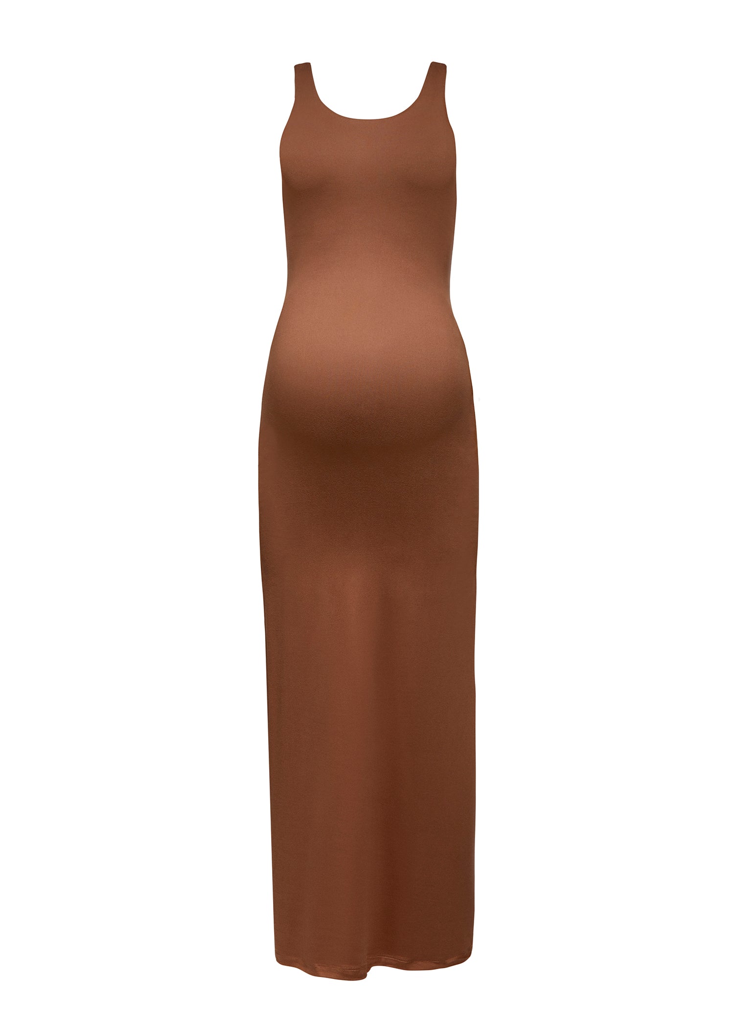 Bumpsuit Maternity The Elle Midi Scoop Neck Dress in Mocha