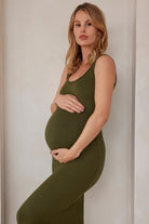 Bumpsuit Maternity The Sleeveless Scoop Neck Maxi Dress in Olive