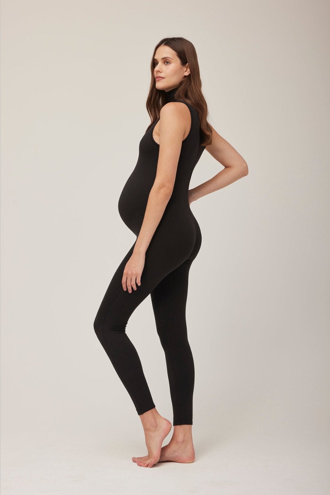 bumpsuit maternity the stevie turtleneck sleeveless jumpsuit in black