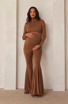 Bumpsuit Maternity the turtle neck long sleeve crop top in mocha