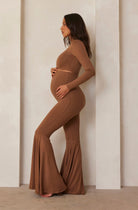 Bumpsuit Maternity the turtle neck long sleeve crop top in mocha