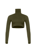 Bumpsuit Maternity the turtle neck long sleeve crop top in olive