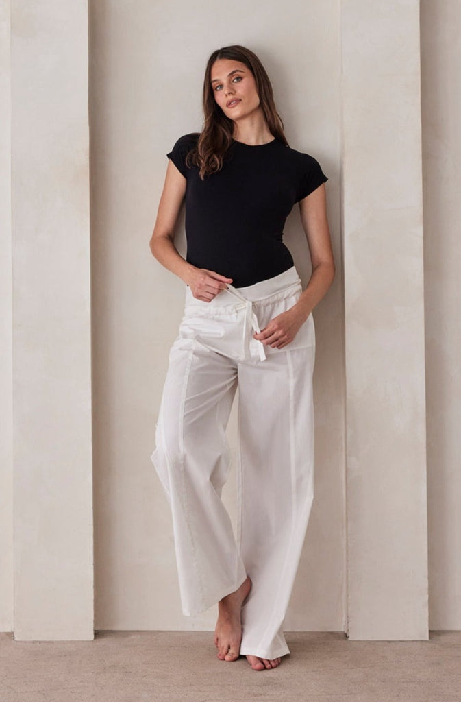 Bumpsuit Maternity The Vacation Collection Fisherman Pant in White Poplin
