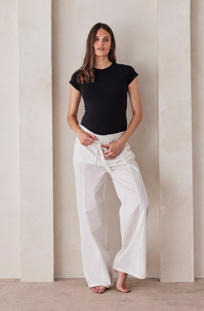Bumpsuit Maternity The Vacation Collection Fisherman Pant in White Poplin
