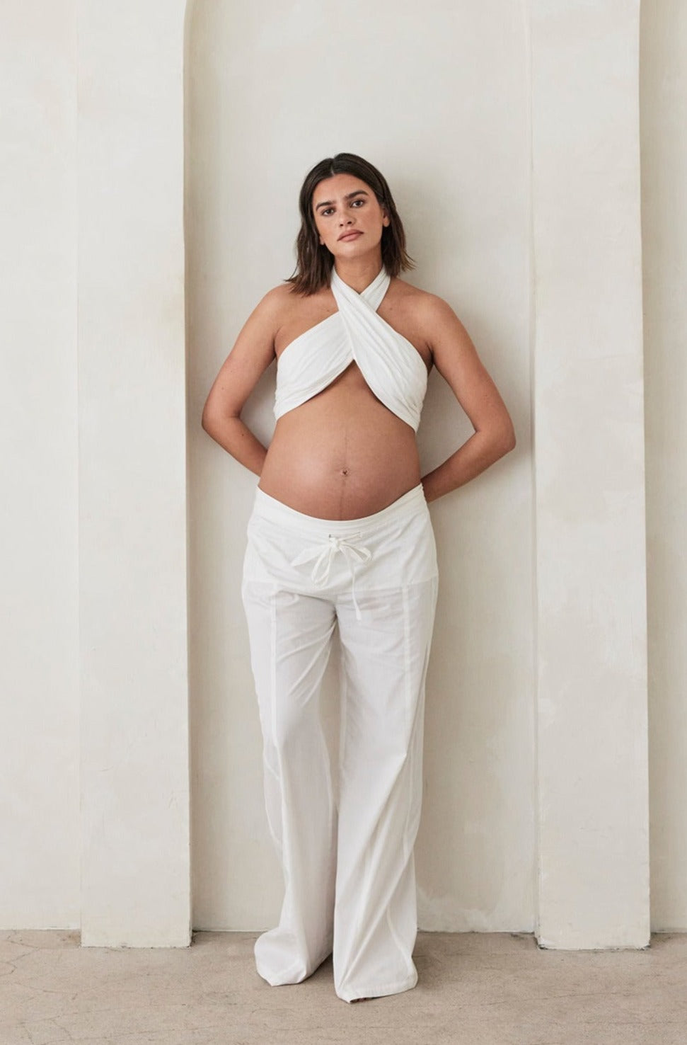 Bumpsuit Maternity the vacation collection wrap halter top in white