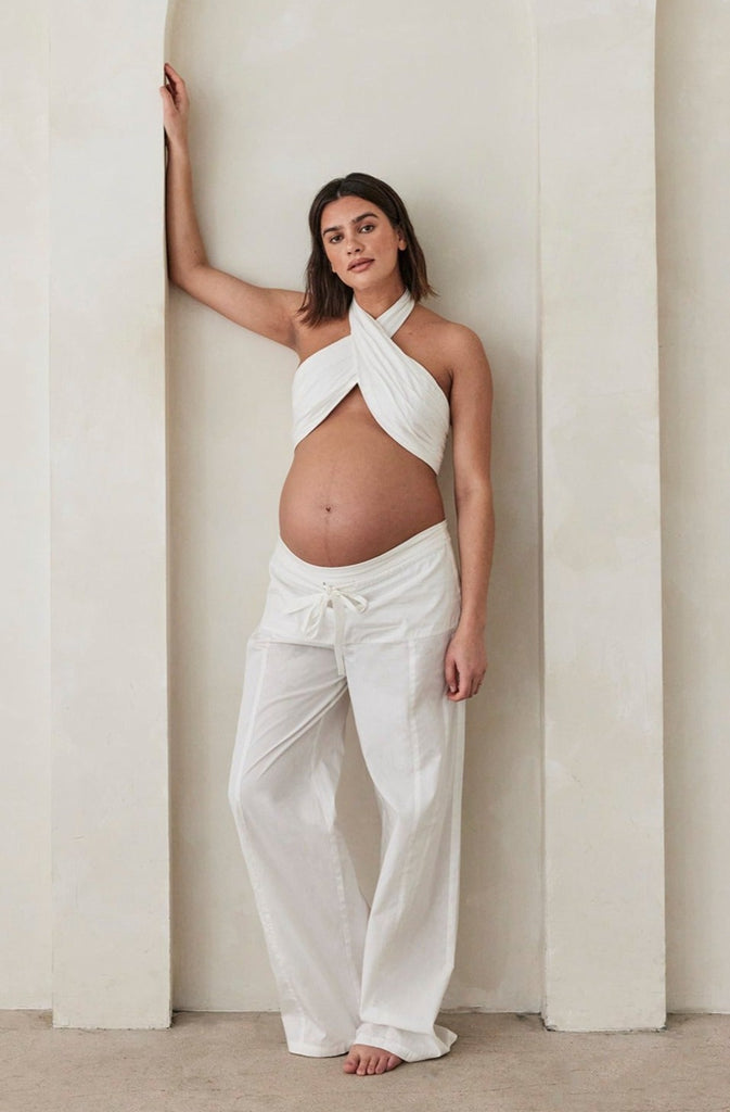 Bumpsuit Maternity the vacation collection wrap halter top in white