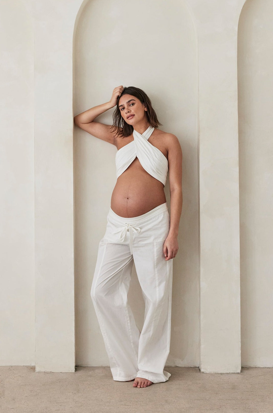 Bumpsuit Maternity the vacation collection wrap halter top in white