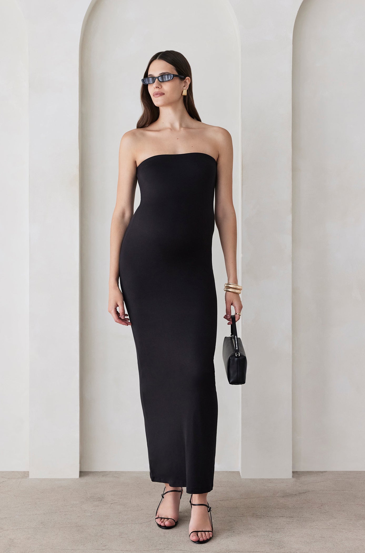 Bumpsuit Maternity the zoe tube maxi dress in black