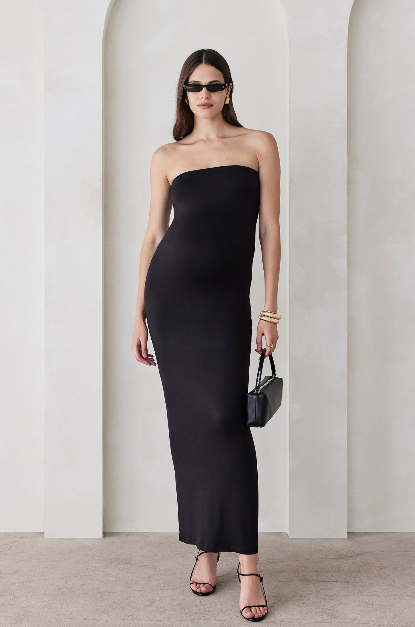 Bumpsuit Maternity the zoe tube maxi dress in black