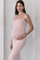 Bumpsuit Maternity The Zoe Strapless Maxi Dress in Dusty Pink