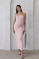 Bumpsuit Maternity The Zoe Strapless Maxi Dress in Dusty Pink