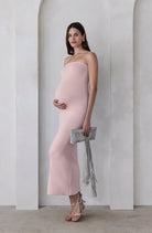 Bumpsuit Maternity The Zoe Strapless Maxi Dress in Dusty Pink