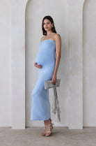 Bumpsuit Maternity The Zoe Strapless Maxi Dress in Powder Blue