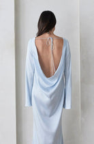 Bumpsuit x Georgia Fowler Backless Bell Sleeve Gown Blue