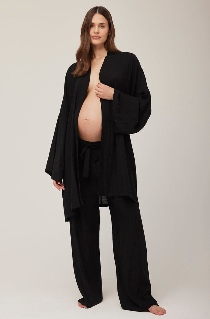Bumpsuit Maternity x Georgia Fowler The Kimono Robe in Black Gauze
