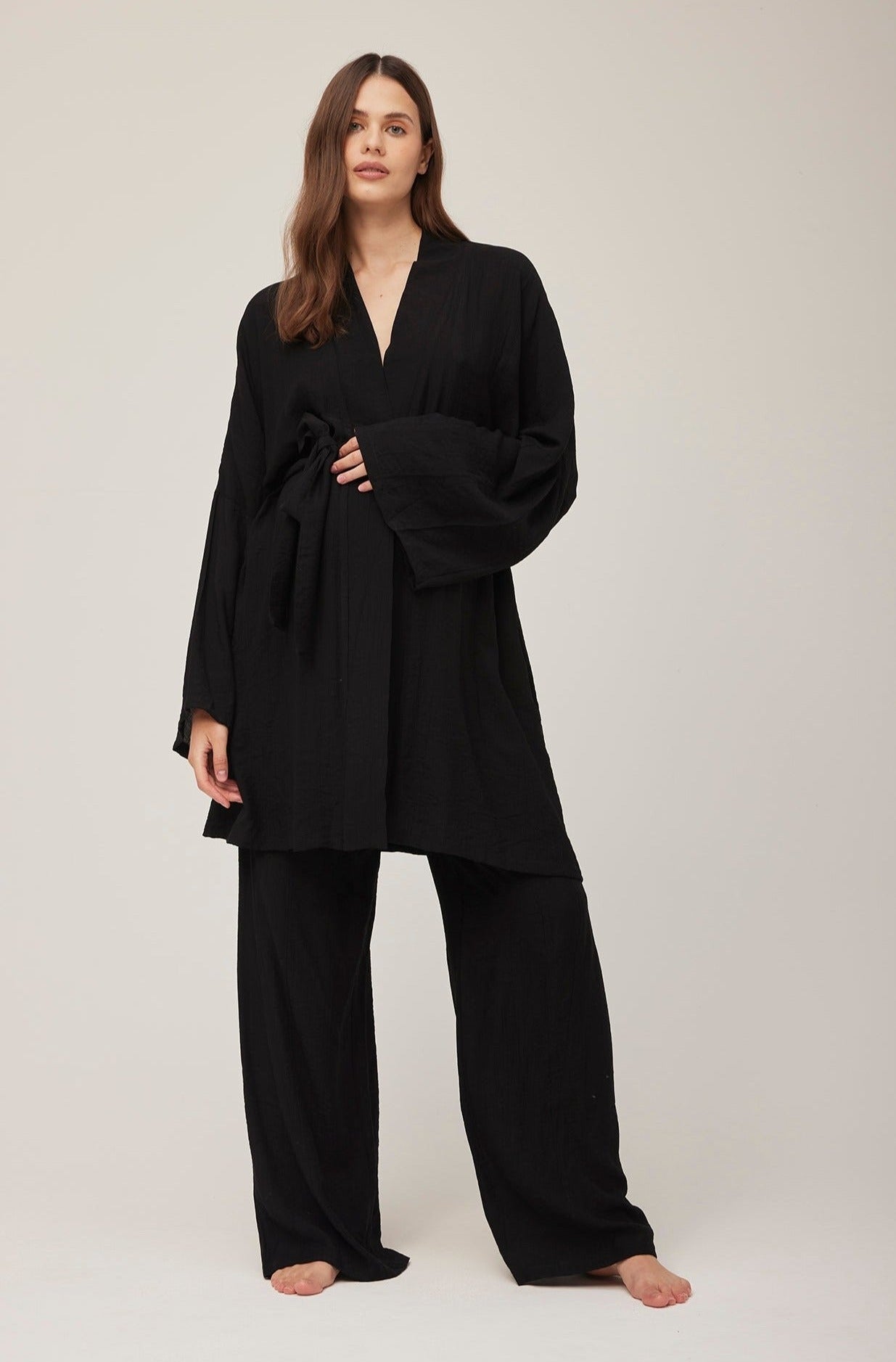 Bumpsuit Maternity x Georgia Fowler The Kimono Robe in Black Gauze