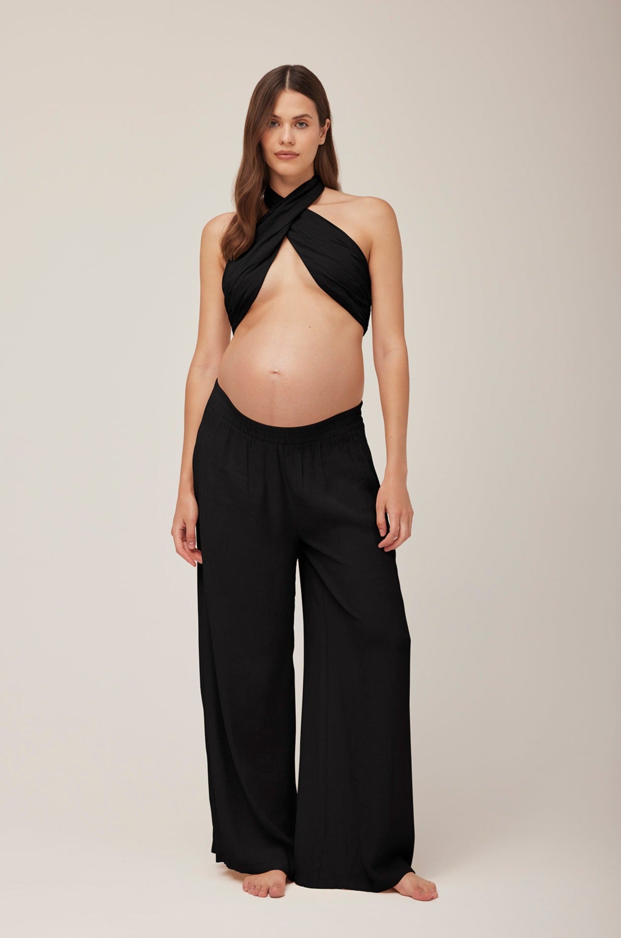 Bumpsuit Maternity Georgia Fowler the wide leg pant in black gauze