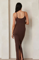 Sculpting Rib Maxi Dress in Brown