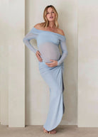 bumpsuit the soft mesh midi maternity skirt in powder blue