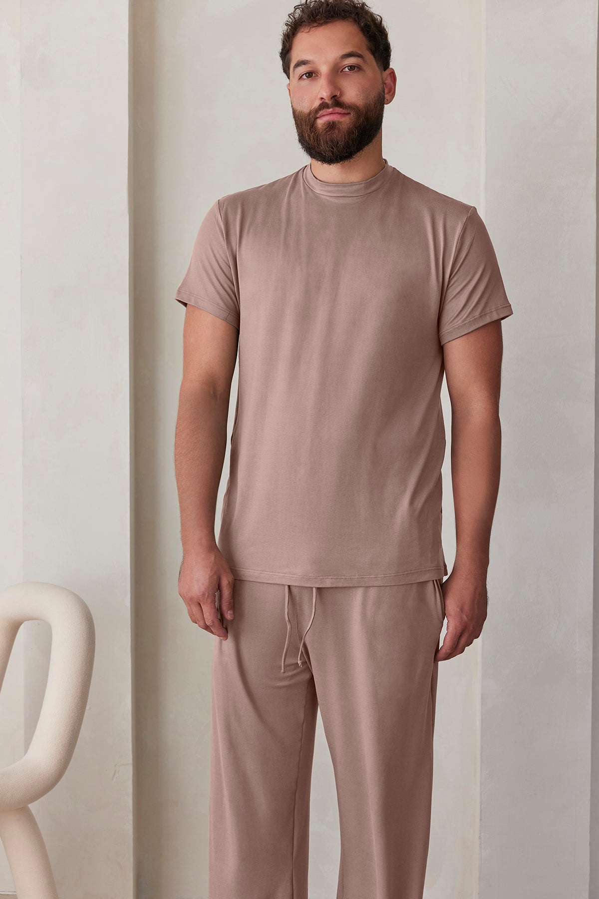 Bumpsuit The Cloud Loungewear Mens Short Sleeve Tee in Latte