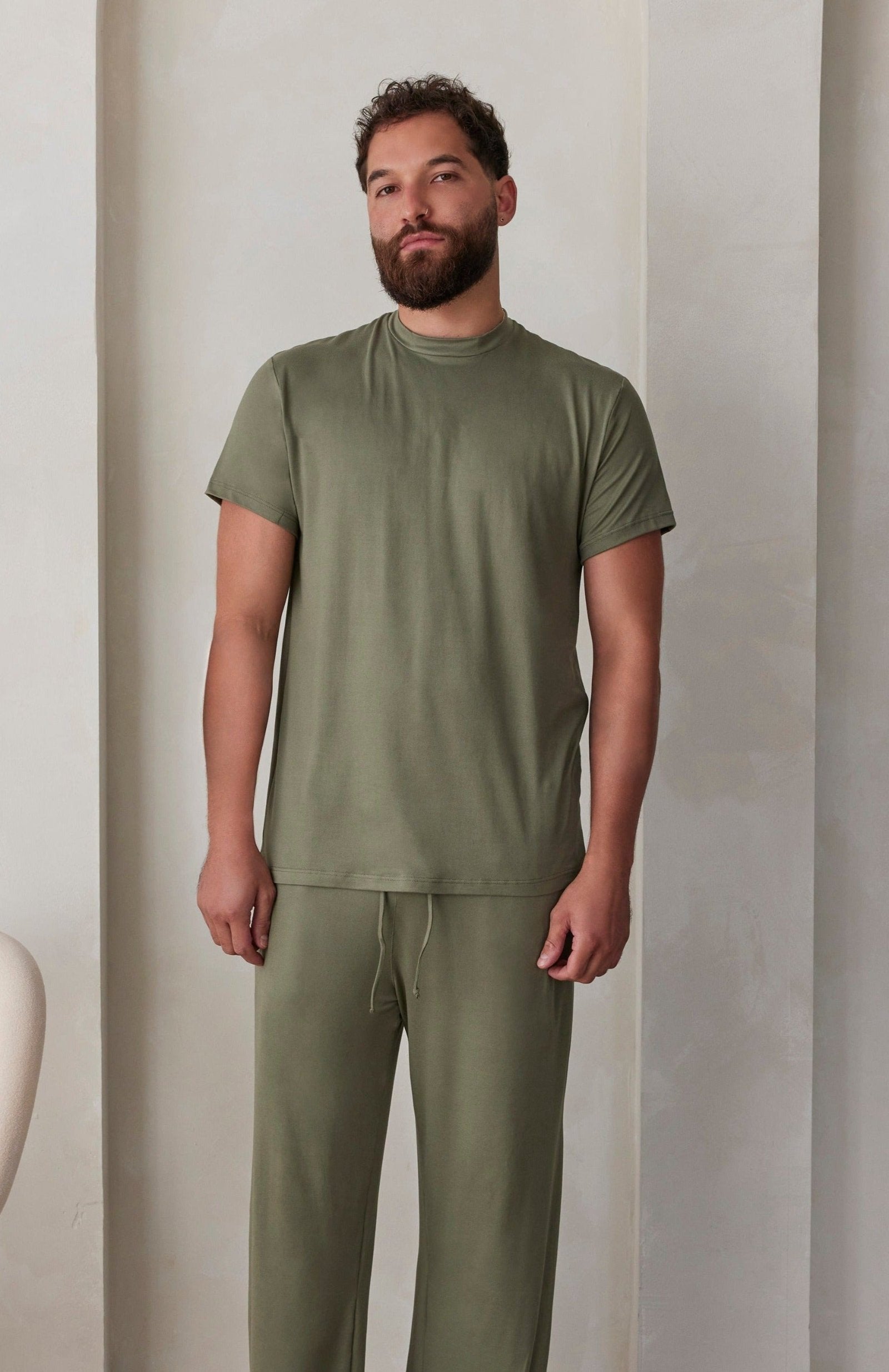 Bumpsuit The Cloud Loungewear Mens Short Sleeve Tee in Moss