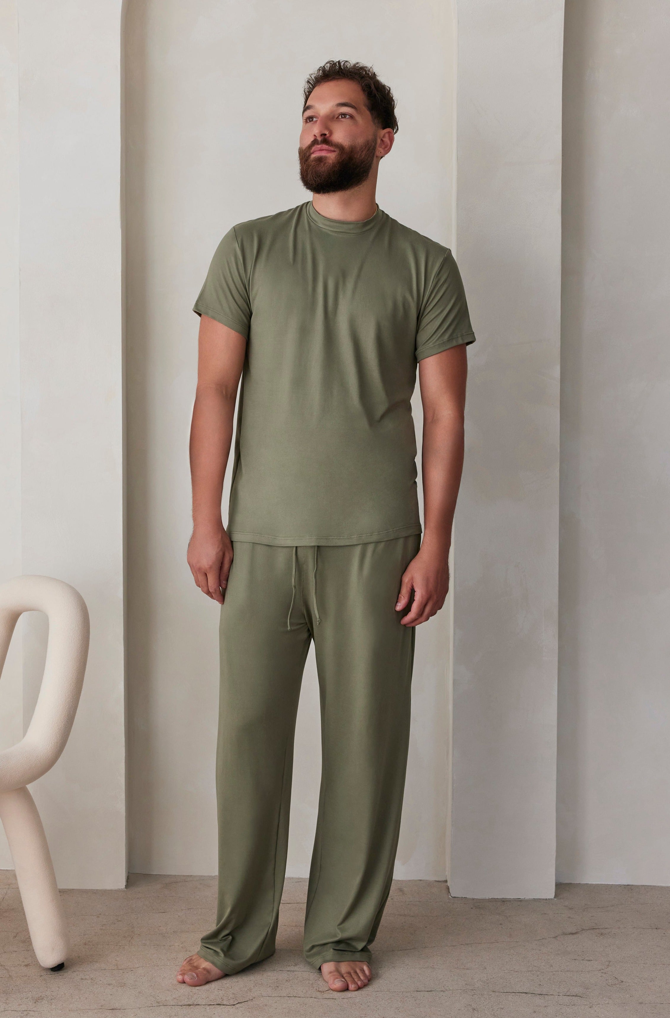 Bumpsuit The Cloud Loungewear Mens Short Sleeve Tee in Moss