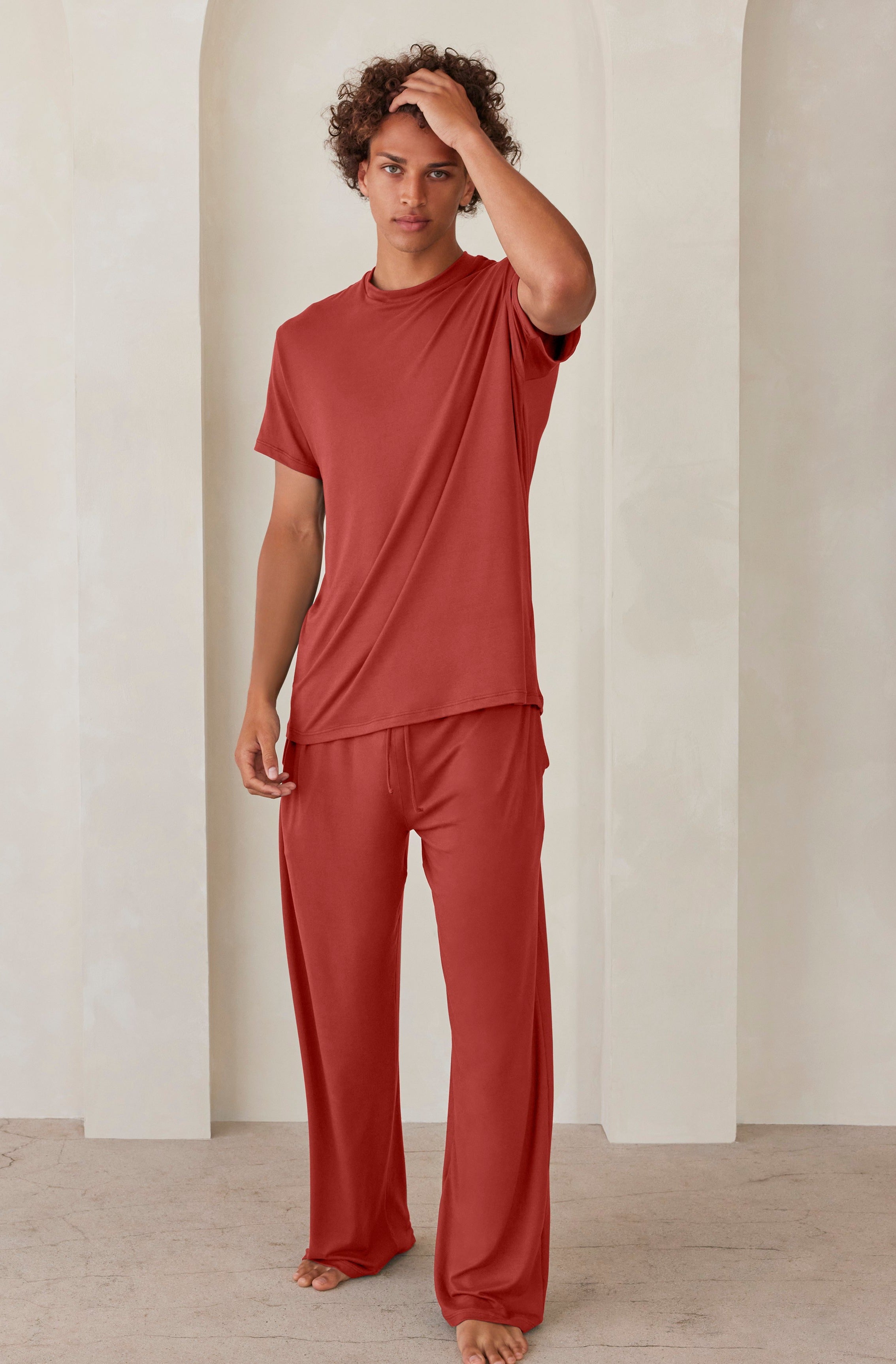 Bumpsuit The Cloud Loungewear Mens Short Sleeve Tee in Rust