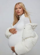 bumpsuit maternity the cropped puffer jacket in snow worn by vita sidorkina